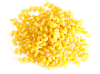 dried italian pasta on white background