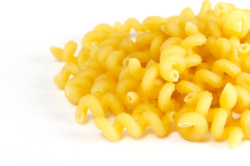 dried italian pasta on white background