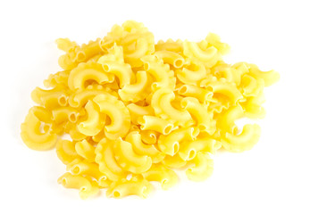dried italian pasta on white background