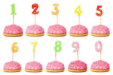 Birthday candles isolated on the white