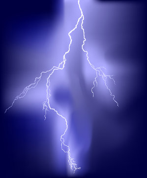 illustration with lightning in lilac sky