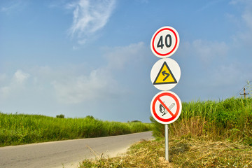 Traffic sign on a rural road