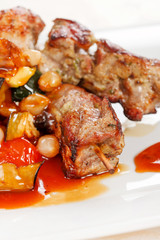 meat kebab with vegetables