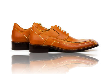 Fashion concept with male shoes on white