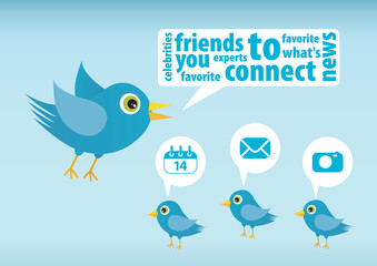 Cartoon Blue Bird talking