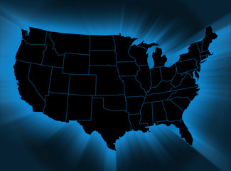USA map on black background