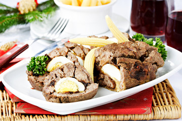 baked meat stuffed eggs