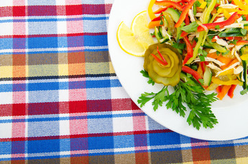 Delicious salad in the plate