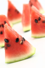 Watermelon slices on white background