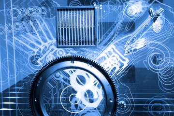 Modern automotive v6 engine conceptual model