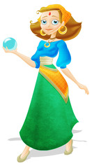 illustration of a mistic gypsy.clipping path included.