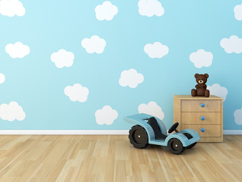 Clouds Painted Baby Room