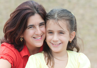 Portrait of a latin girl and her beautiful mother
