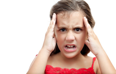 Latin girl with an angry and desperate look isolated on white