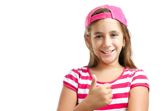 Trendy latin girl doing an aproval sign