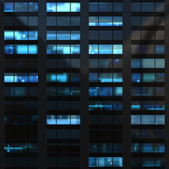Seamless texture of modern building windows at night - 35038696