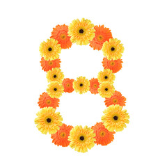 Number 8 created by flowers