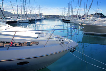 Fototapeta premium Boat mediterranean marina in Denia Alicante Spain