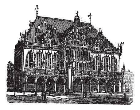 Council House Or Council Estate, Bremen, Germany, Vintage Engrav