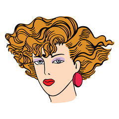 Hand-drawn fashion model. Vector illustration. Woman's face
