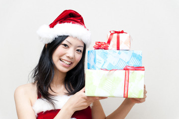 a portrait of attractive asian santa claus