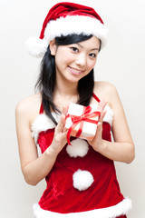 a portrait of attractive asian santa claus