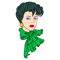 Hand-drawn fashion model. Vector illustration. Woman's face