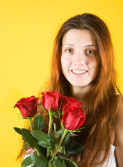 girl with rose bouquet