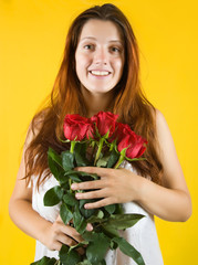 Portrait of  girl with roses