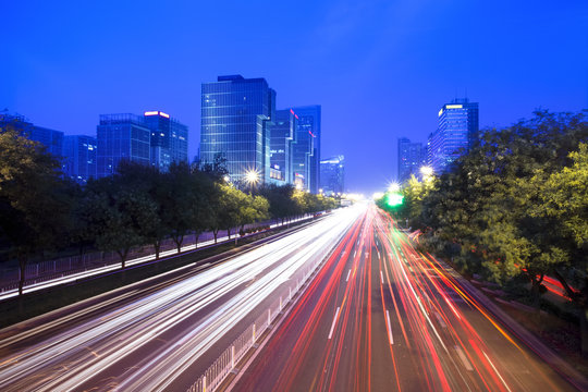 traffic in city at night