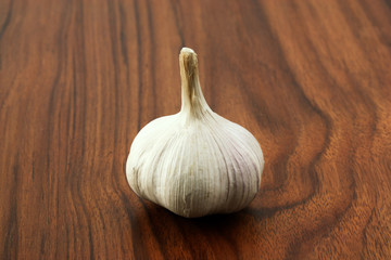 Garlic in wood background