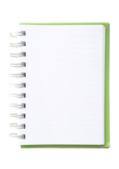 Green notebook isolated in white background