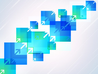 3d illustration of arrows up into squares of blue and green
