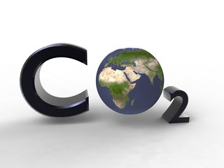 3d illustration of the influence of carbon dioxide on our planet