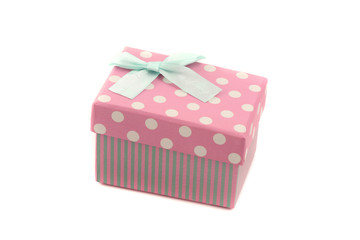pink gift box isolated in white background