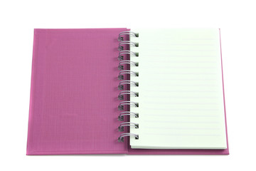 pink notebook isolated in white background