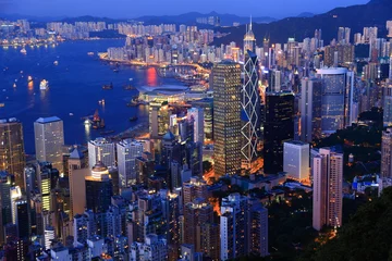 Fotobehang Hong Kong in de schemering © jedi-master