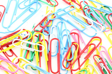 isolated colorful paper clips background