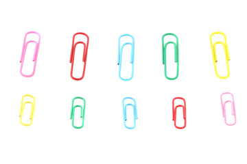 isolated colorful paper clips