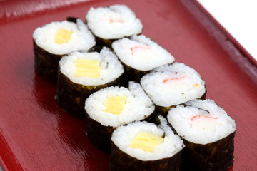 Fresh Maki Rolls isolated in white background