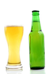 Beer with bottle isolated in white background