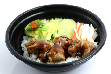 Chicken rice isolated in white background