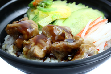 Chicken rice isolated in white background