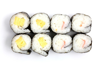 Fresh Maki Rolls isolated in white background