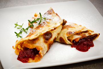 Sweet pancakes with fruits