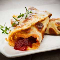 Sweet pancakes with fruits