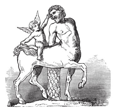 Chiron Centaur and Cupid statue or Furietti Centaurs and cupid v