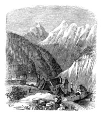 Naklejka premium Grande Chartreuse, in the Rhone-Alpes, France, during the 1890s,