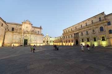 Lecce (Puglia, Italy): The baroque square at evening