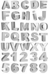 Silver full 3d alphabet with numerals
